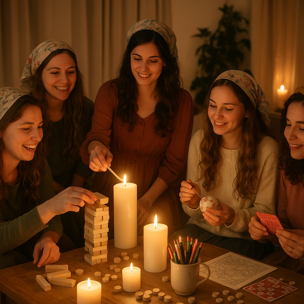 ערב מקווה בלתי נשכח עם כל החברות באווירה מרגשת מלאה במשחקים יצירה ואור נשי קסום
