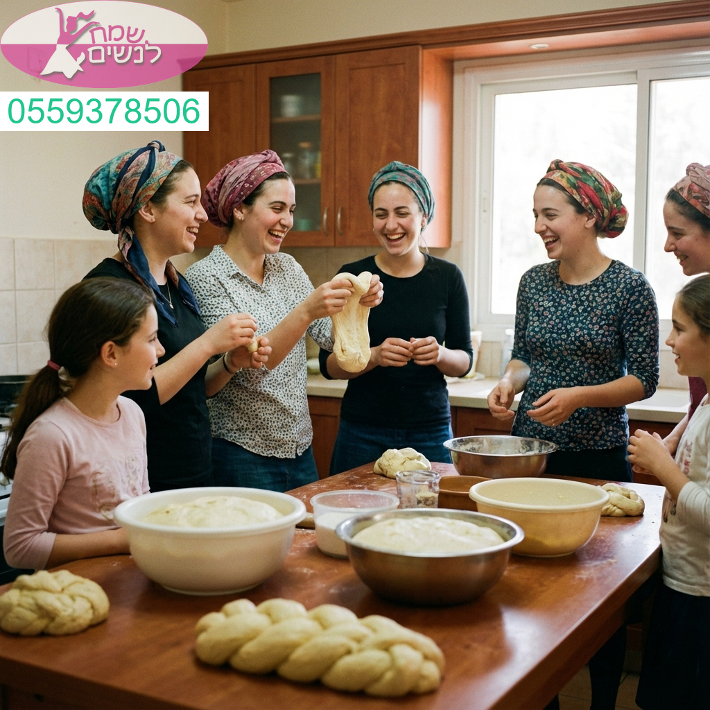 רגע של חיבור שמחה וברכה סביב שולחן הפרשת חלה עם חברות