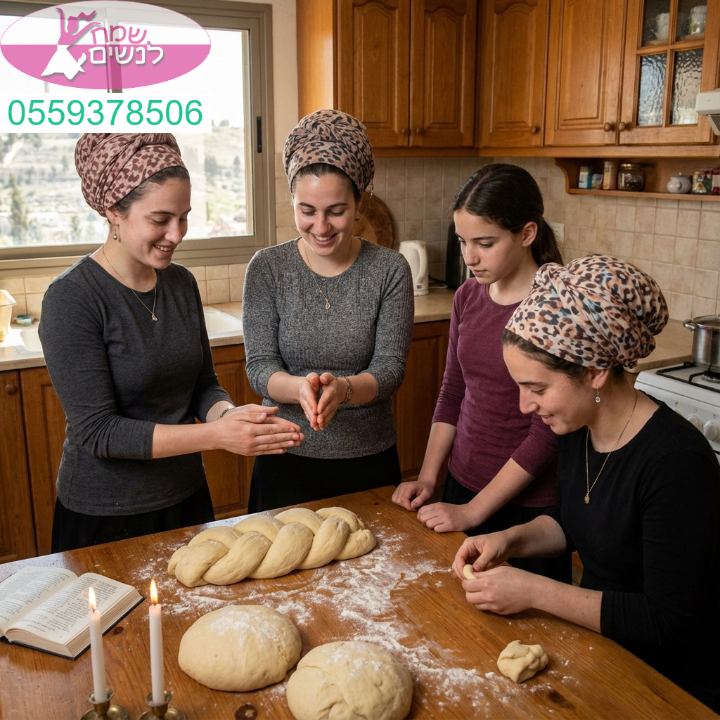 מעגל נשי מלא אמונה באווירת קדושה בהפרשת חלה סגולה עוצמתית לזיווג הגון