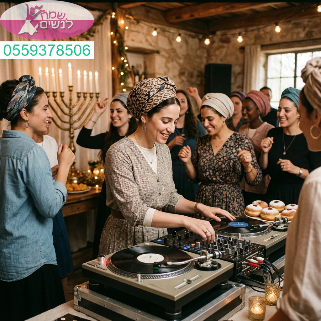 תקליטנית לנשים באירוע חנוכה סגור עם אווירה מחשמלת שמחה וסטייל בלתי נשכח