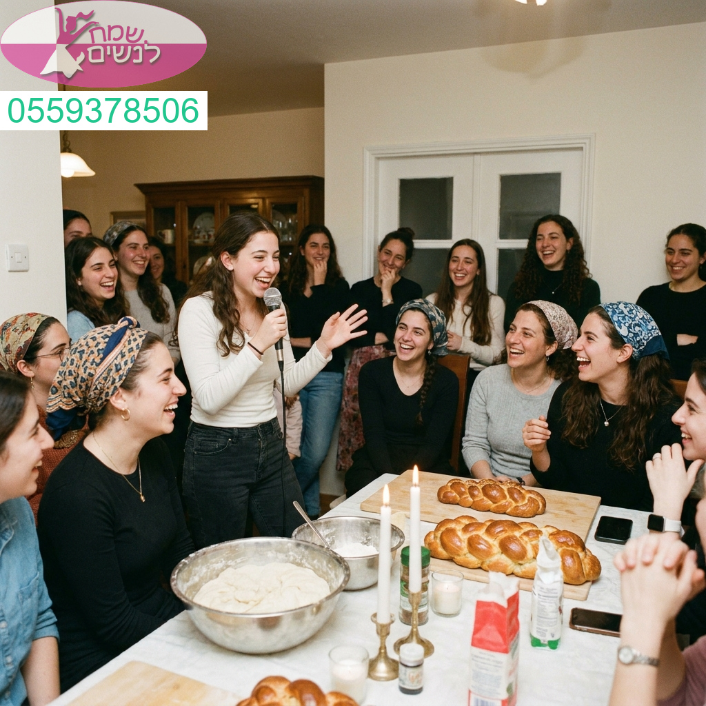 רגעים של צחוק וחיבור בלתי נשכחים בערב הפרשת חלה מלא באנרגיה טובה ושמחה נשית עוצמתית